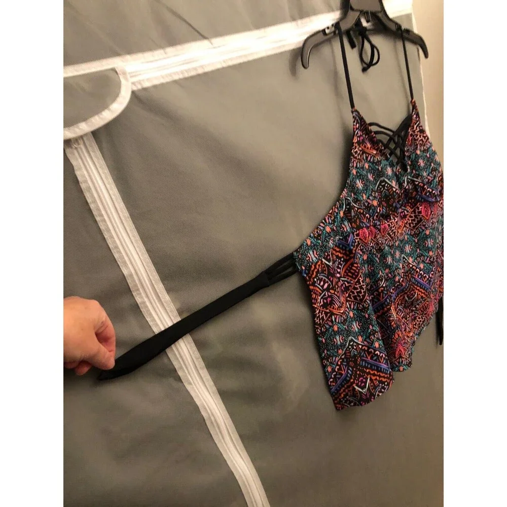 Arizona Brand Halter‎ Swim Top XL Juniors Multi-color Geometric Beach Summer Fun